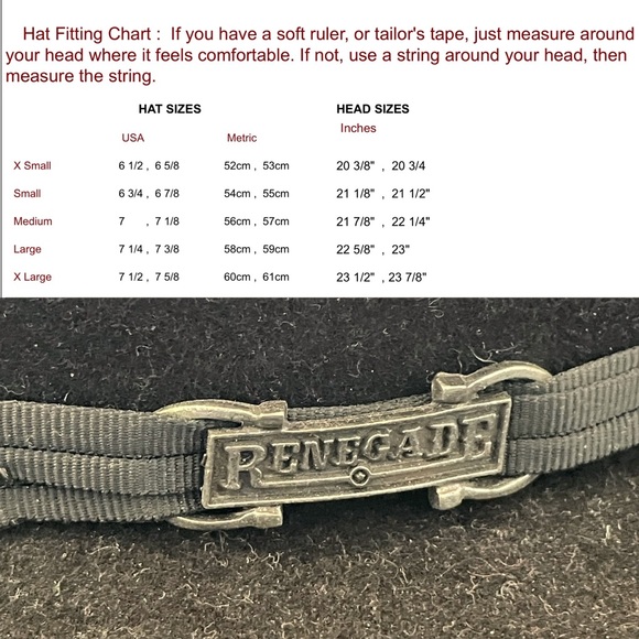 RENEGADE ⭐️ western black felt cowboy cattleman hat, 55cm circumference - Picture 16 of 16